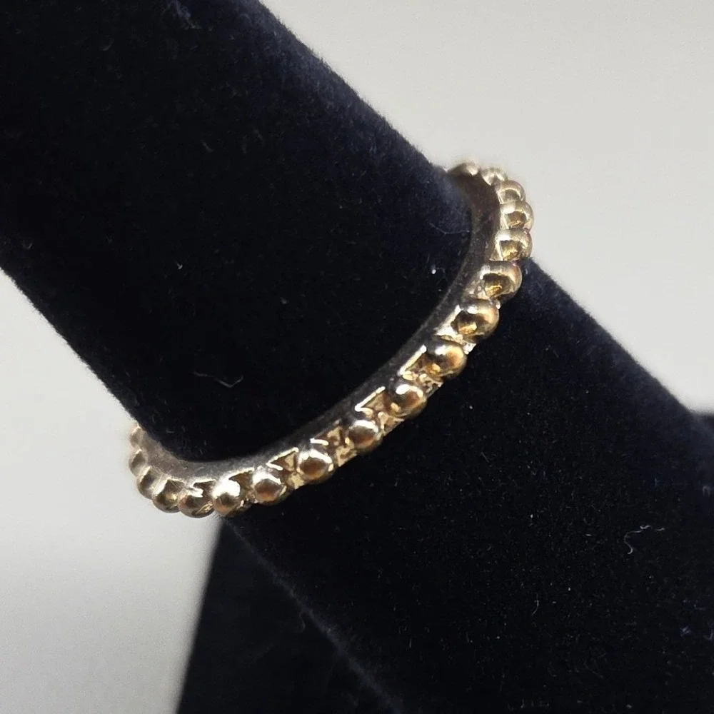Gold Tone‎ Beaded Eternity Band Ring Textured Stackable Minimalist Size 8